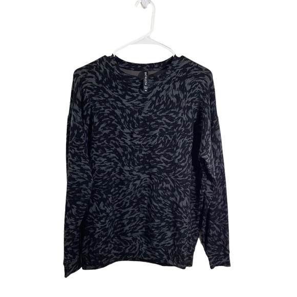 Athleta Studio To Street Black Printed Sweatshirt Oversized - Picture 1 of 7